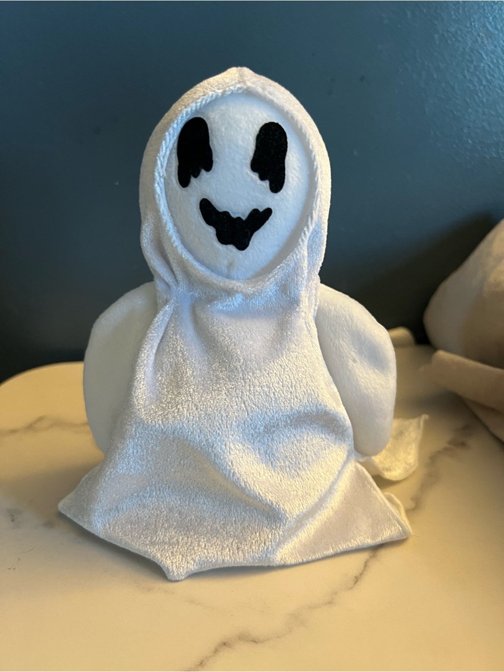 Vintage 1999 TY Ghost Plush White Halloween Bean Bag Plush Spooky Cute 8”